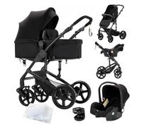 Doraystar Carro Bebe 3 Piezas, Carrito Bebe 3 en 1 con Dos Modos de Empuje Reversibles, Cochecito Tres Piezas con Capazo Grande Cómodo, Carricoche Tres Pieza Alto Paisaje (588 Black)