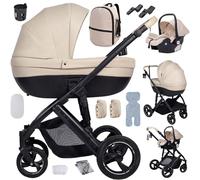 Doraystar Carro Bebe 3 Piezas, Carrito Bebe 3 en 1 con Dos Modos de Empuje Reversibles, Cochecito Tres Piezas con Capazo Grande Cómodo, Carricoche Tres Alto Paisaje (H2 Yellowish)