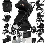 Doraystar Carro Bebe 3 Piezas, Carrito Bebe 3 en 1 con Dos Modos de Empuje Reversibles, Cochecito Tres Piezas con Capazo Grande Cómodo, Carricoche Tres Pieza Alto Paisaje (V10 Black)