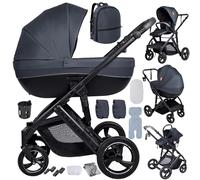 Doraystar Carro Bebe 4 Piezas, Carrito Bebe 4 en 1 con Dos Modos de Empuje Reversibles, Cochecito Bebe 4 Piezas con Capazo Grande Cómodo, Carricoche Bebe 4 Piezas Alto Paisaje (H2 Deep Grey)