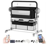 Doraystar Eléctrico Bluetooth Inteligente Cuna Colecho Bebe, Minicuna Colecho Bebe Plegable Convertible, Cuna Next to me con Colchon, Música, 5 Engranajes de Balanceo y Control Remoto (608 Black)