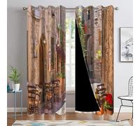 DORCEV Cortinas de estilo italiano con paisaje de calle en una ciudad provincial de la Toscana, patio antiguo, sillas de café, cortinas opacas para sala de estar, dormitorio, cocina, decoración, 52 x