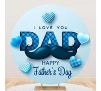DORCEV Telón de fondo redondo para el Día del Padre de 6.5 x 6.5 pies, telón de fondo azul con texto en inglés "I Love You Dad" para el Día del Padre, telón de fondo circular para papá, abuelo,