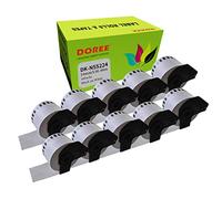 DOREE 10 cintas de etiquetas continuas N55224 sin adhesivo, 54 mm × 30,48 m, blanco con negro, compatible con Brother QL-500, QL-550, QL-570, QL-580N, QL-650TD, QL-700, QL-710W, 800, 810W, 1050, 1100.