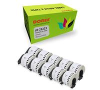 DOREE 10 Rollos DK-22223 de Etiquetas Adhesivas Continuas, compatibles con Brother DK-22223, 50mm × 30,48m, negro sobre blanco, Para impresoras de etiquetas Brother QL-500,QL-550,QL-570,QL-700,QL-800