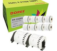 Doree 10 rollos DK22205 62x30,48m Etiquetas 2 soportes | Etiqueta continua de 62 mm x 30,48 m Compatible con Brother 22205 negro sobre blanco Brother QL series(2 soportes)