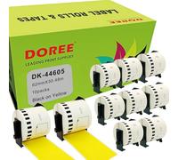 Doree 10 rollos DK44605 62 mm x 30,48 m Amarillo compatibles con Brother QL