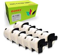 DOREE 10rollos DK-11202, compatible con Brother DK-11202, 62 mm x 100 mm, fondo blanco con texto negro, compatible con impresoras de etiquetas Brother serie QL.