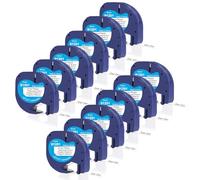 DOREE 12 Rollos 91201/S0721660/91221 Cinta de etiquetas de plástico,12 mm x 4 m,negro sobre blanco, cinta de plástico altamente resistente al agua, compatible con LetraTag LT-100H,LT-100T,XR,XM,XR50