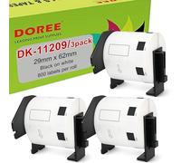 DOREE 3 Rollos DK-11209 Etiquetas de Dirección pequeña, compatibles con Brother DK-11209, 29 x 62 mm, aptas para impresoras de etiquetas Brother: QL-500,QL-570,QL-580,QL-700,QL-710W,QL-800,QL-1100.