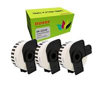 Doree 3 Rollos DK-22210 DK22210 Etiquetas Continuas, compatibles con Brother DK-22210, 29 mm x 30,48 m, para impresoras Brother QL-500, QL-550, QL-700, QL-710W, QL-800, QL-1050, QL-1100