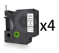 DOREE 4 cintas para etiquetas D1 45013 S0720530, 12 mm x 7 m, negro sobre blanco, plástico, compatible con Dymo D1 Label tape D1-45013, compatible con Dymo LabelManager 160 210D 360D 420P 450 450D