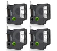 DOREE 4 Pack cintas de etiquetas blanco 45013 S0720530 12mm x 7m plástico | cintas para dymo a45013 recambio dymo d1 12 mm negro sobre blanco resistentes UV compatible con Dymo LabelManager 160 210D
