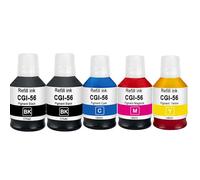 Doree 5 Botellas de Tinta gi-56 gi56 Compatibles con Canon MAXIFY Negro y Color