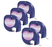 DOREE 5 rollos de cinta de etiquetas transparente con texto negro 12 mm x 4 m, compatible con Dymo LetraTag 12267/16951/S0721530 para LT-100H/100T/200B/2000/XR/QX50