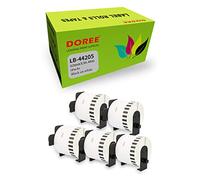 DOREE 5 Rollos DK-44205 Removible continua etiquetas, 62 mm x 30,48 m,compatible con Brother QL-500BW, QL-570, QL-580, QL-710W, QL-800, 810W, 820NWB, QL-1050, QL-1100, QL-1110NWB