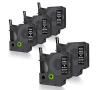 DOREE 5Pack cintas de etiquetas en plástico negra 45021 S0720610 12 mm x 7m | recambio dymo a45021 cinta d1 12mm blanco sobre negro resistentes UV para etiquetas Dymo LabelManager 160 150, 210D, 350D