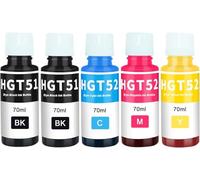 Doree Botellas de tinta compatibles GT51/GT52 para HP DeskJet GT 5810 y 5820 (Paquete de 5: 2 x negro, 1 x cian, 1 x magenta, 1 x amarillo)