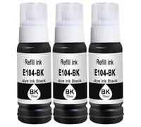Doree Pack de 3 Botellas de Tinta 104 Compatibles con Epson EcoTank ET-2710 | Tintas E-104 3 Negro para Epson EcoTank ET-2710 2711 2712 2714 Impresión Clara Colores Brillantes