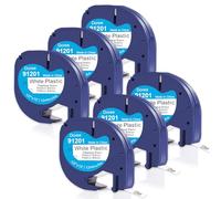 DOREE Pack6 91201/91221 S0721660 cinta dymo letratag plástico blanco 12mm