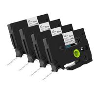 Doree Tz-231 (Pack de 4), Compatible con TZE231 TZ-231 P-touch Cinta de 12 mm de ancho, negro sobre blanco, adecuado para P-Touch, PT-H100LB/R, PT-H105, PT-H100LB, H110, H107B, D200/BW, E100