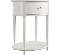 Dorel Home Mesa auxiliar con 1 cajón en efecto de madera blanco