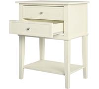 Dorel Home Mesa auxiliar con 2 cajones en efecto de madera blanco