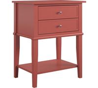 Dorel Home Mesa auxiliar con 2 cajones en efecto de madera terracota