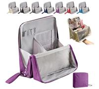 Doresty - Bolsa de maquillaje con compartimentos, portátil, de gran capacidad, bolsa de maquillaje de pie, multiusos de tela Oxford, bolsa de aseo para niñas y mujeres, Purple, Bolsa de pie