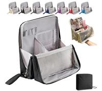 Doresty - Bolsa de maquillaje con compartimentos, portátil, de gran capacidad, bolsa de maquillaje de pie, multiusos de tela Oxford, bolsa de aseo para niñas y mujeres, Black, Bolsa de pie