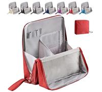 Doresty - Bolsa de maquillaje con compartimentos, portátil, de gran capacidad, bolsa de maquillaje de pie, multiusos de tela Oxford, bolsa de aseo para niñas y mujeres, Red, Bolsa de pie