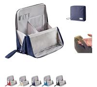 Doresty - Bolsa de maquillaje de pie, portátil de gran capacidad, impermeable, tela Oxford, organizador de cosméticos con compartimentos para viajes y hogar (azul marino)