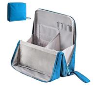 Doresty - Bolsa de maquillaje de pie, portátil, gran capacidad, organizador de maquillaje de tela Oxford multiusos, bolsa de aseo impermeable con compartimentos, Blue, Bolsa de pie