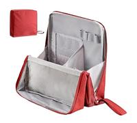 Doresty - Bolsa de maquillaje de pie, portátil, gran capacidad, organizador de maquillaje de tela Oxford multiusos, bolsa de aseo impermeable con compartimentos, Red, Bolsa de pie