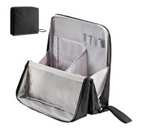 Doresty - Bolsa de maquillaje de pie, portátil, gran capacidad, organizador de maquillaje de tela Oxford multiusos, bolsa de aseo impermeable con compartimentos, Black, Bolsa de pie