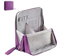 Doresty - Bolsa de maquillaje de pie, portátil, multiusos de gran capacidad, organizador de pie de tela Oxford, impermeable, bolsa de aseo de viaje para mujer, Purple, moda