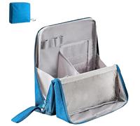 Doresty - Bolsa de maquillaje de pie, portátil, multiusos de gran capacidad, organizador de pie de tela Oxford, impermeable, bolsa de aseo de viaje para mujer, Blue, moda