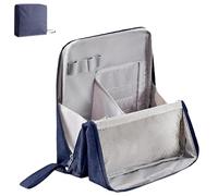 Doresty - Bolsa de maquillaje de pie, portátil, multiusos, gran capacidad, Oxford Cloth Stand Organizer, resistente al agua, bolsa de viaje para mujer, azul oscuro, Rui 7-14Delivery