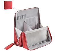 Doresty - Bolsa de maquillaje de pie, portátil, multiusos, gran capacidad, Oxford Cloth Stand Organizer, resistente al agua, bolsa de viaje para mujer, rojo, Rui 7-14Delivery