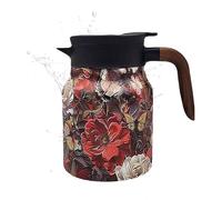 Doresty - de acero inoxidable floral de 1000 ml con tapa, infusor integrado con patrón floral vintage, hervidor de té de cocina con infusor de té para apartamento, hogar, trabajo