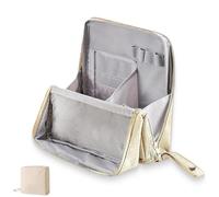 Doresty Makeup Bag, Doresty Standing Makeup Bag, Multi-Purpose Large Capacity Oxford Cloth Standing Makeup Bags, with Compartments, Large Capacity Organizer (Beige)