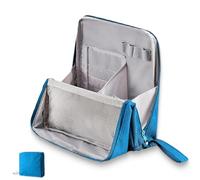 Doresty Makeup Bag, Doresty Standing Makeup Bag, Multi-Purpose Large Capacity Oxford Cloth Standing Makeup Bags, with Compartments, Large Capacity Organizer (Light Blue)