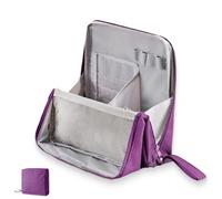 Doresty Makeup Bag, Doresty Standing Makeup Bag, Multi-Purpose Large Capacity Oxford Cloth Standing Makeup Bags, with Compartments, Large Capacity Organizer (Purple)