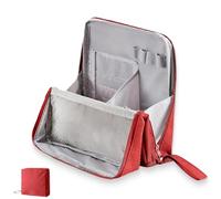 Doresty Makeup Bag, Doresty Standing Makeup Bag, Multi-Purpose Large Capacity Oxford Cloth Standing Makeup Bags, with Compartments, Large Capacity Organizer (Red)