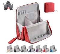 Doresty Makeup Bag, Doresty Standing Makeup Bag - Portable, Large Capacity, Multi-Purpose, Waterproof Multifunctional Make up Bags, with Compartments (Red)
