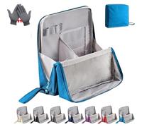 Doresty Makeup Bag, Doresty Standing Makeup Bag - Portable, Large Capacity, Multi-Purpose, Waterproof Multifunctional Make up Bags, with Compartments (Blue)