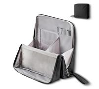 Doresty Makeup Bag, Doresty Standing Makeup Bag - Portable, Large Capacity, with Compartments and Handle for Girls Women (Black)