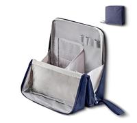 Doresty Makeup Bag, Doresty Standing Makeup Bag - Portable, Large Capacity, with Compartments and Handle for Girls Women (Blue)