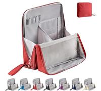 Doresty Makeup Bag, Doresty Standing Makeup Bag, Portable Large Capacity with Multiple Compartments, Portable Toiletry Bags for Women and Men (Red)