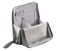 Doresty Makeup Bag, Multi-Purpose Large Capacity Oxford Cloth Standing Makeup Bag, Portable, Large Capacity, Travel Waterproof Organizer with Compartments and Handle (Gray)